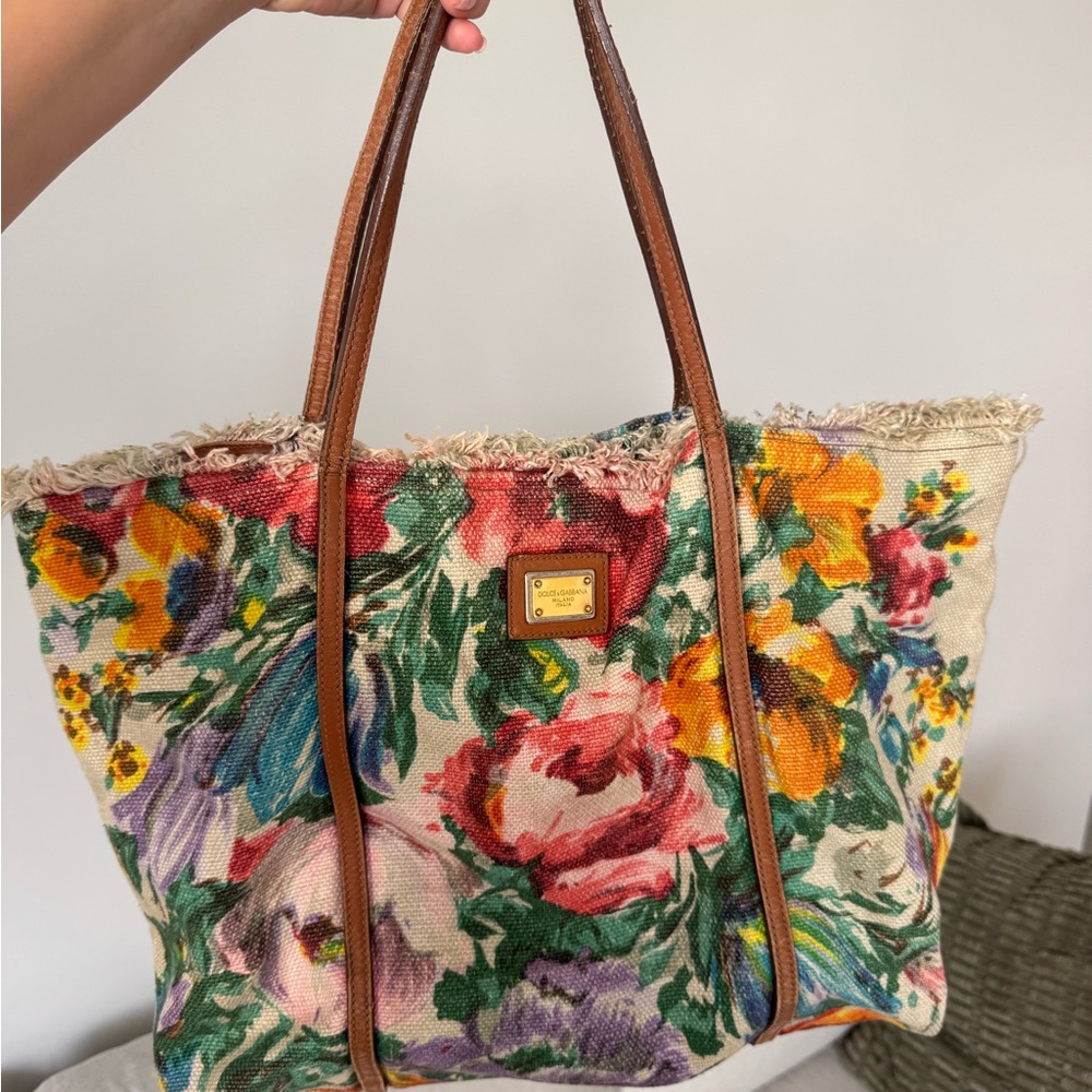 Floral Canvas Bag Dolce Gabbana